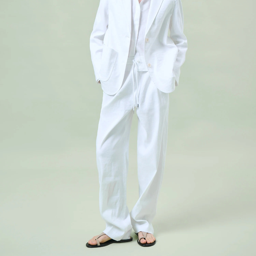 Theory Women White Crunch Drawcord Pull On Pants - White