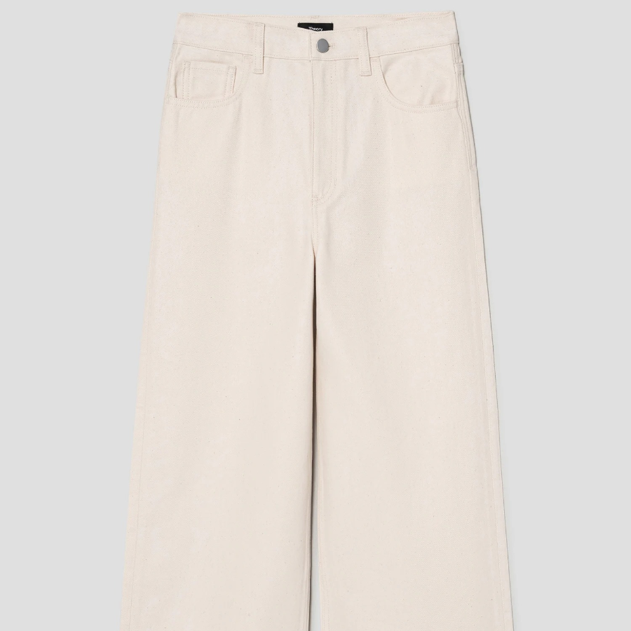 Theory Women Soft Denim High Waist Wide Jean - Ecru