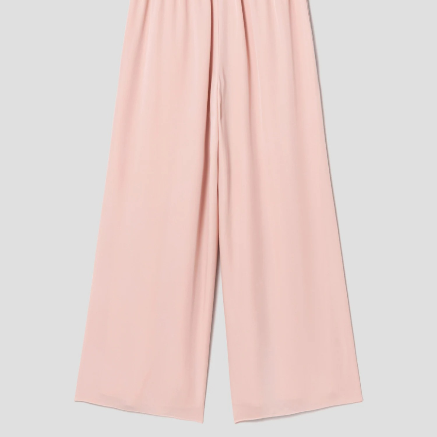 Theory Women Silk Combo Rib Waistband Pants - Pink Sand