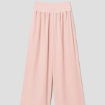 Theory Women Silk Combo Rib Waistband Pants - Pink Sand