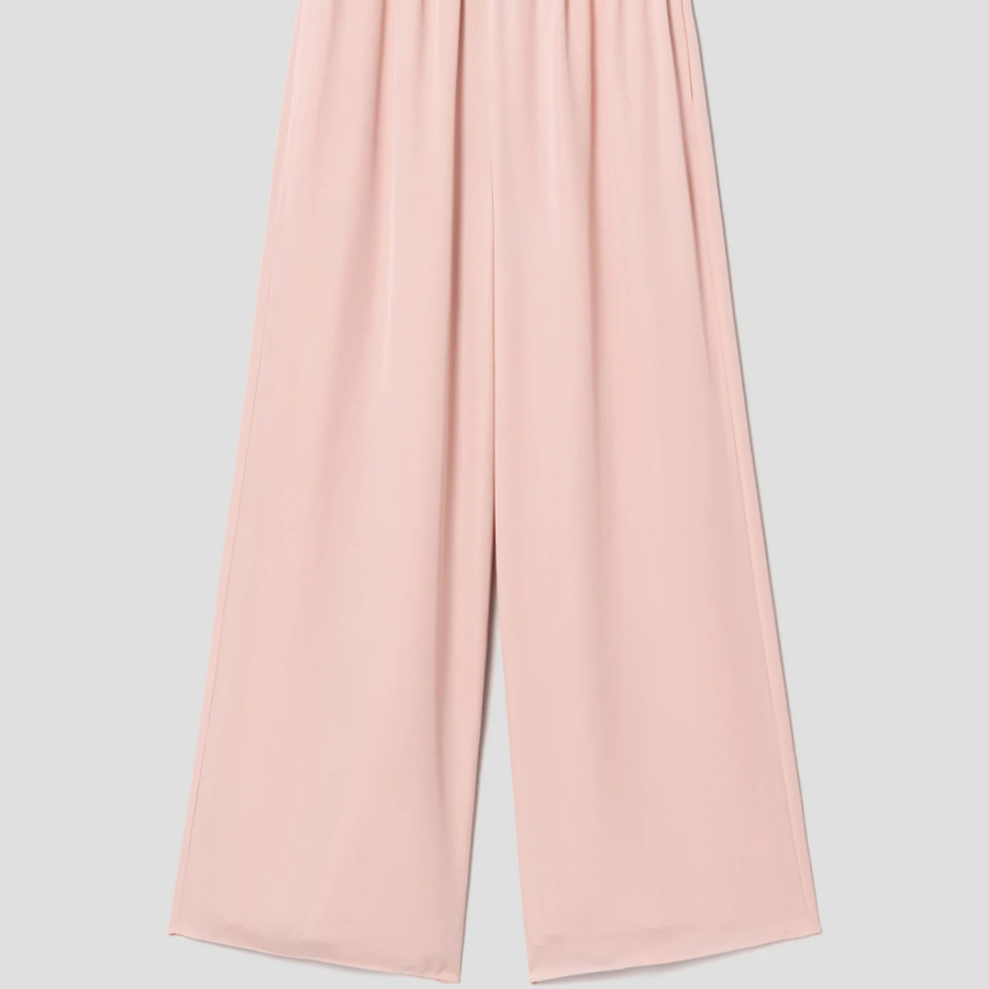 Theory Women Silk Combo Rib Waistband Pants - Pink Sand