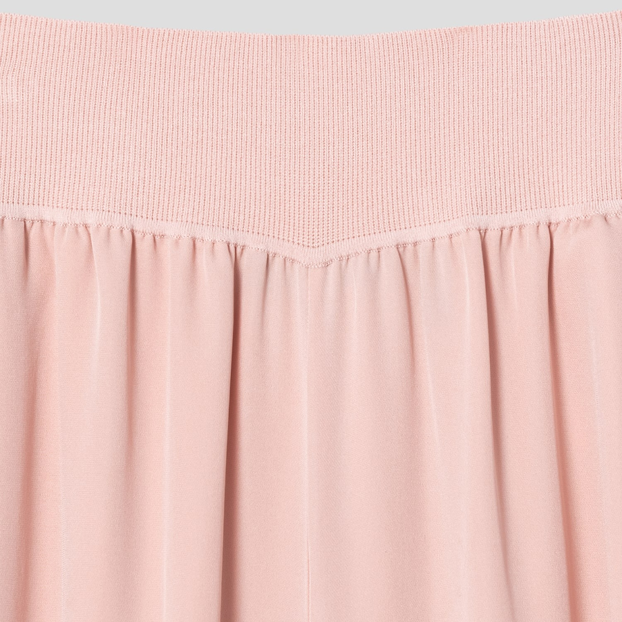 Theory Women Silk Combo Rib Waistband Pants - Pink Sand