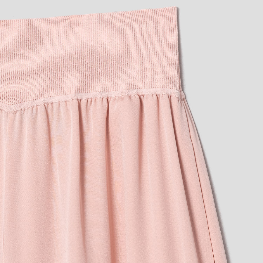 Theory Women Silk Combo Rib Waistband Pants - Pink Sand