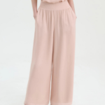 Theory Women Silk Combo Rib Waistband Pants - Pink Sand