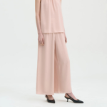 Theory Women Silk Combo Rib Waistband Pants - Pink Sand