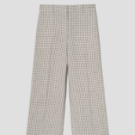 Theory Women Linear Check Classic Trouser - Cream Multi