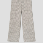 Theory Women Linear Check Classic Trouser - Cream Multi