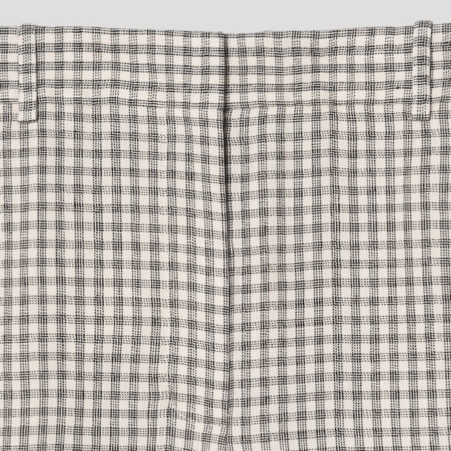 Theory Women Linear Check Classic Trouser - Cream Multi