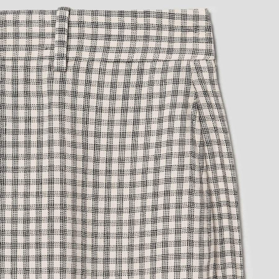 Theory Women Linear Check Classic Trouser - Cream Multi