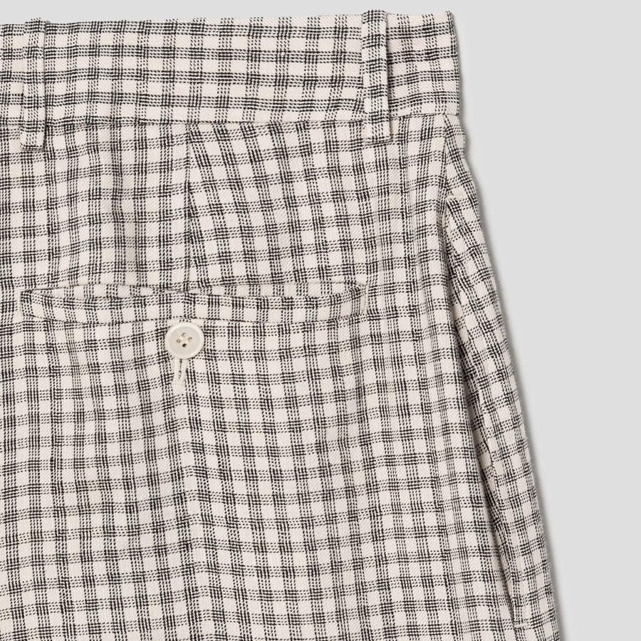 Theory Women Linear Check Classic Trouser - Cream Multi