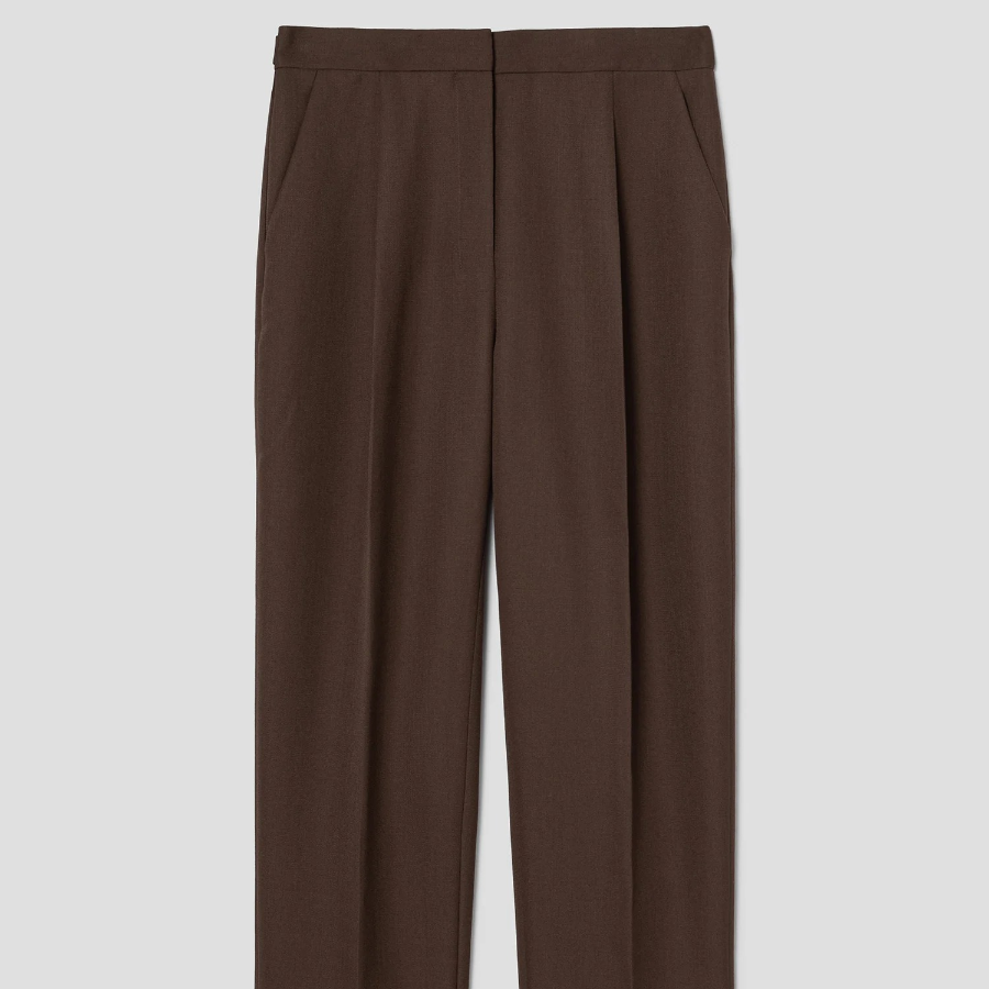 Theory Women Wool Hopsack Pleated Tapered Pants - Clove