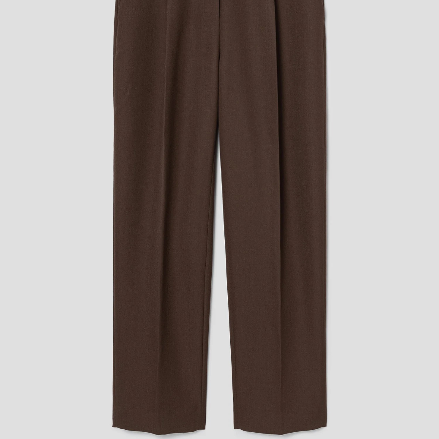 Theory Women Wool Hopsack Pleated Tapered Pants - Clove