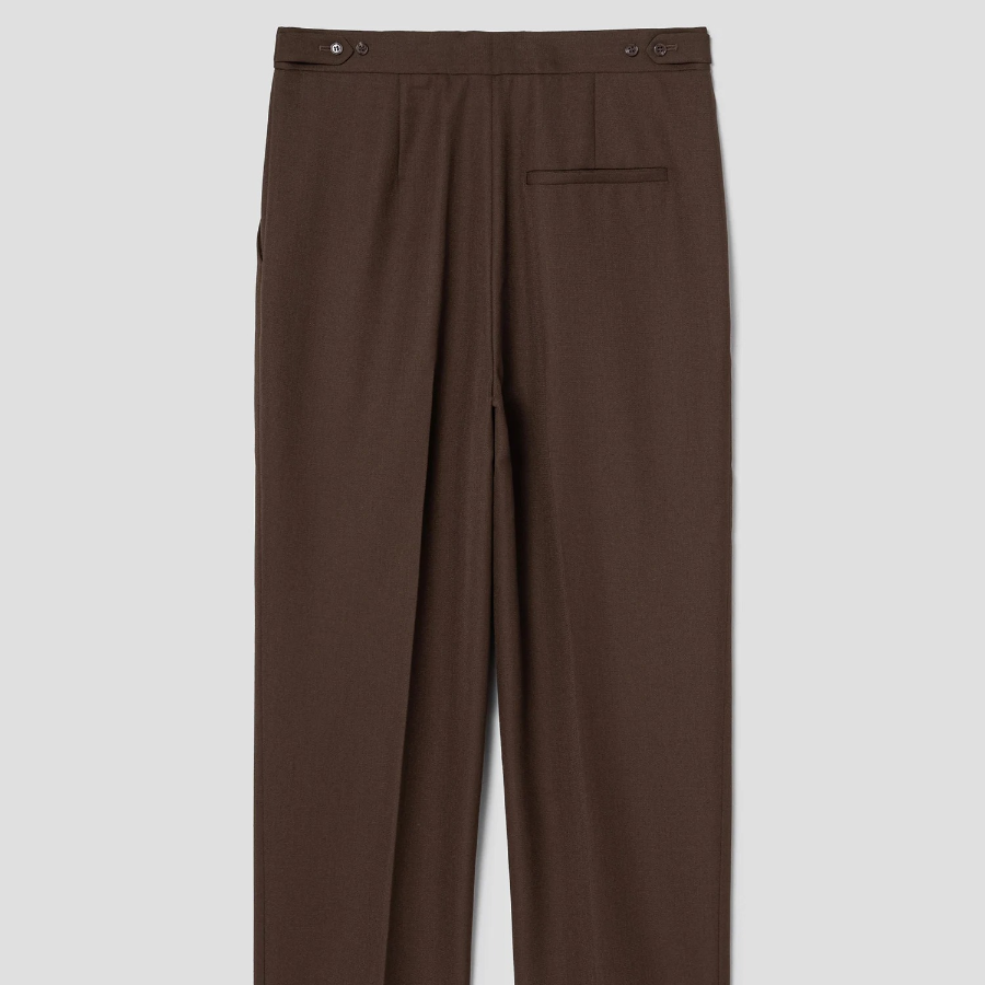 Theory Women Wool Hopsack Pleated Tapered Pants - Clove