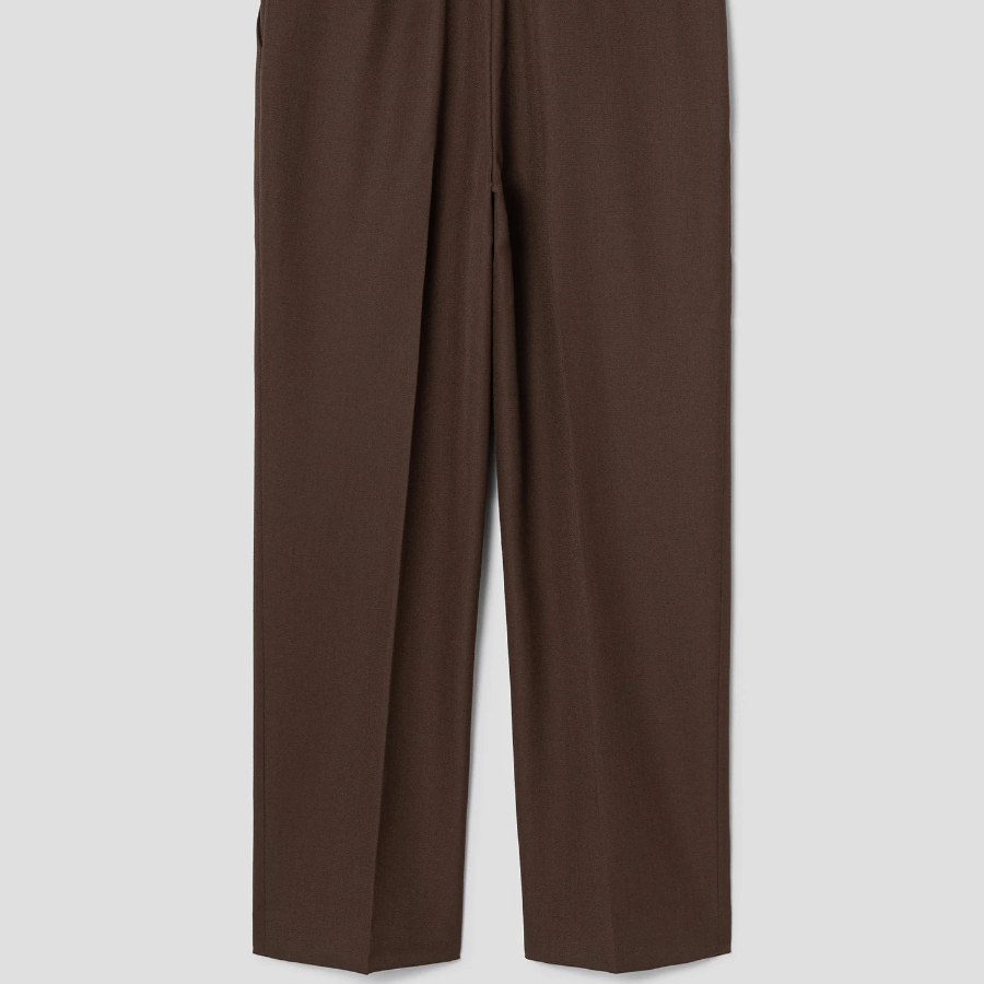 Theory Women Wool Hopsack Pleated Tapered Pants - Clove
