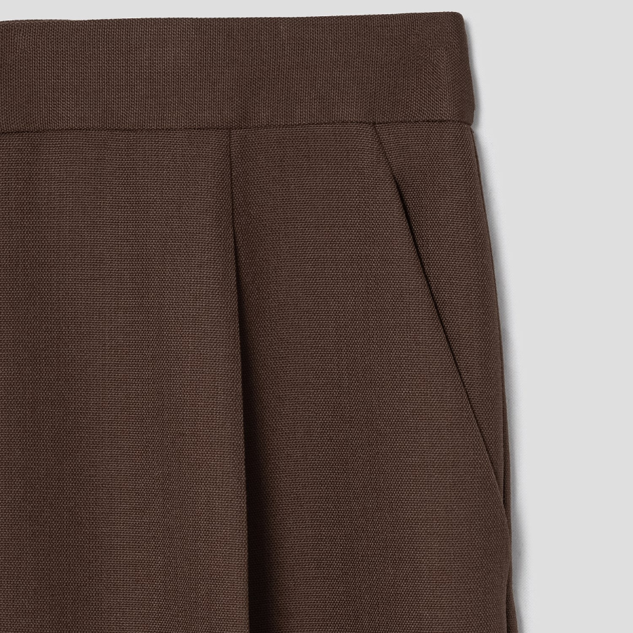 Theory Women Wool Hopsack Pleated Tapered Pants - Clove