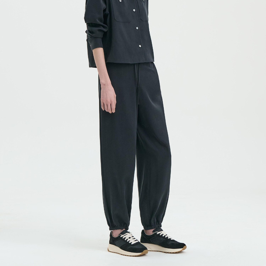 Theory Women Fluid Lyocell Pull On Wide Jogger Pants - Black