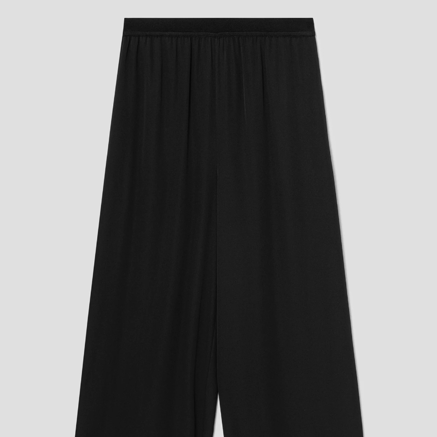 Theory Women Silk Combo Wide A-line Pant - Black