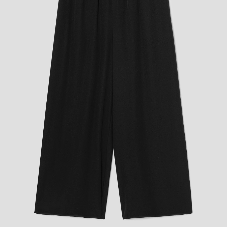 Theory Women Silk Combo Wide A-line Pant - Black