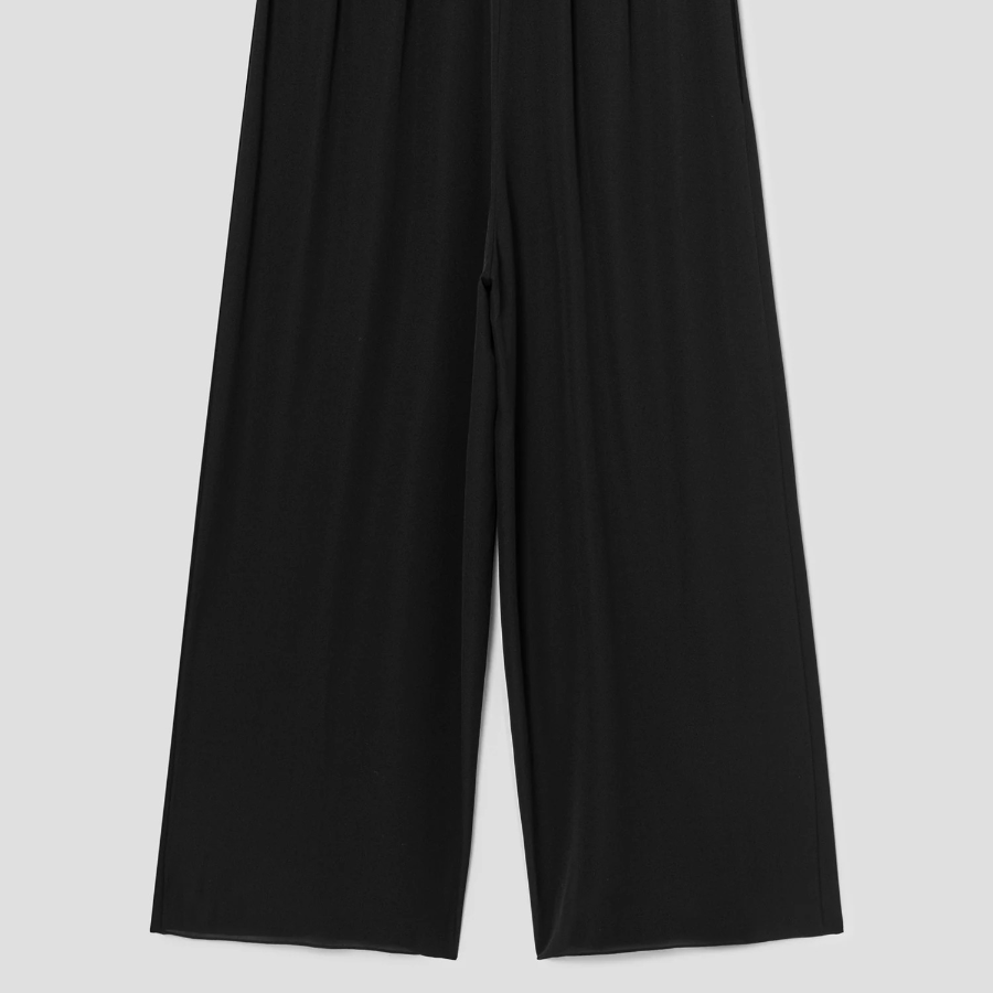 Theory Women Silk Combo Wide A-line Pant - Black