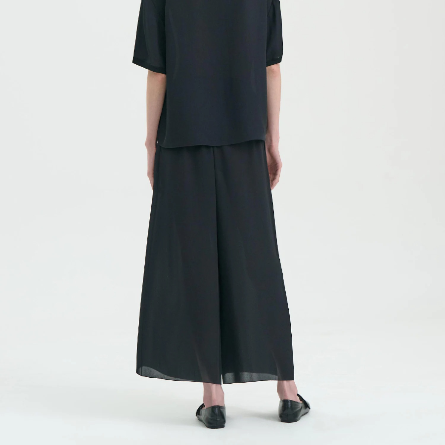 Theory Women Silk Combo Wide A-line Pant - Black