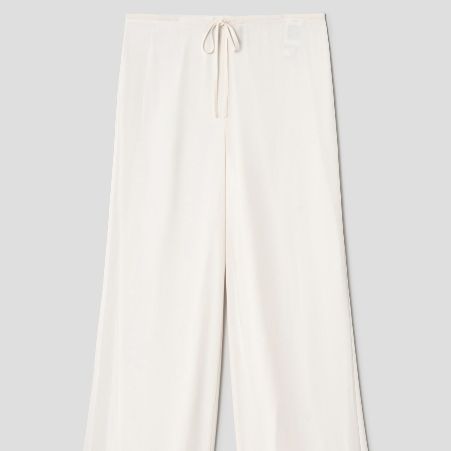 Theory Women Poly Georgette Drawstring Pants - Ivory