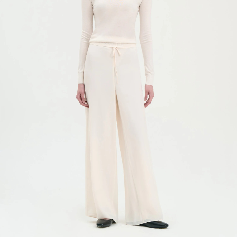 Theory Women Poly Georgette Drawstring Pants - Ivory