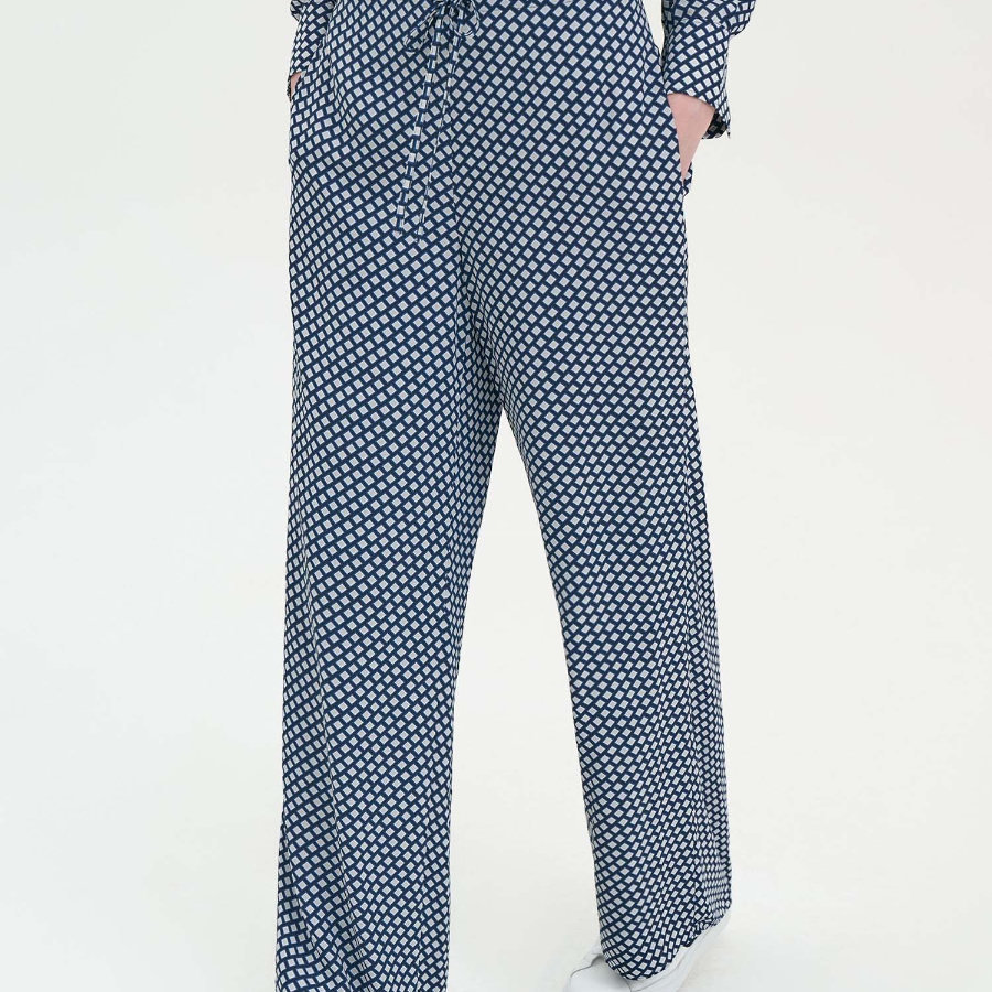 Theory Women Geo Block Georgette Drawstring Pants - Sapphire Multi