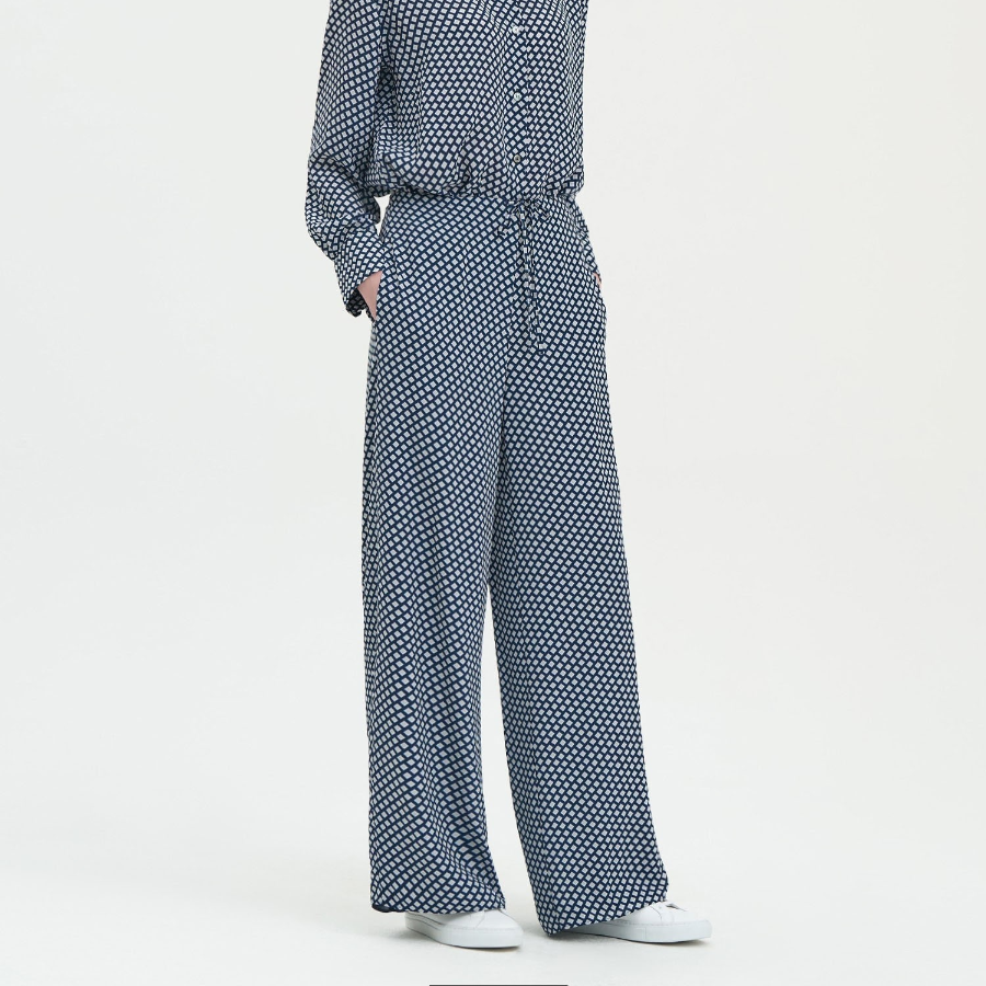 Theory Women Geo Block Georgette Drawstring Pants - Sapphire Multi