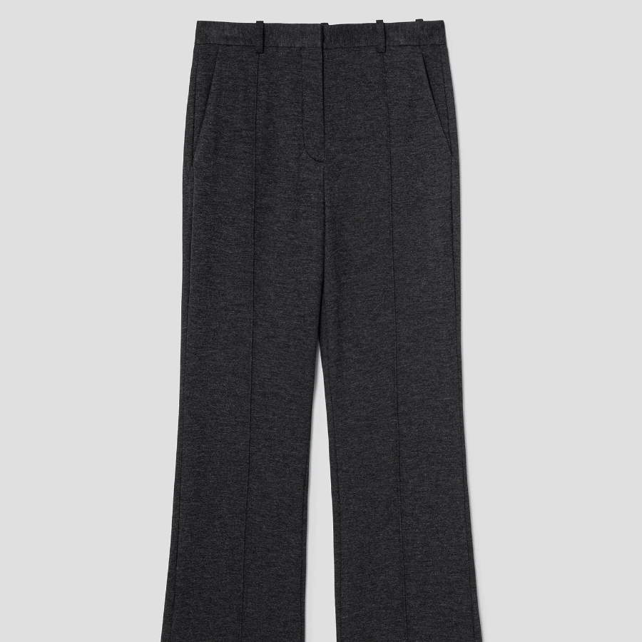 Theory Women Interlock Light Slim Trouser - Charcoal Melange