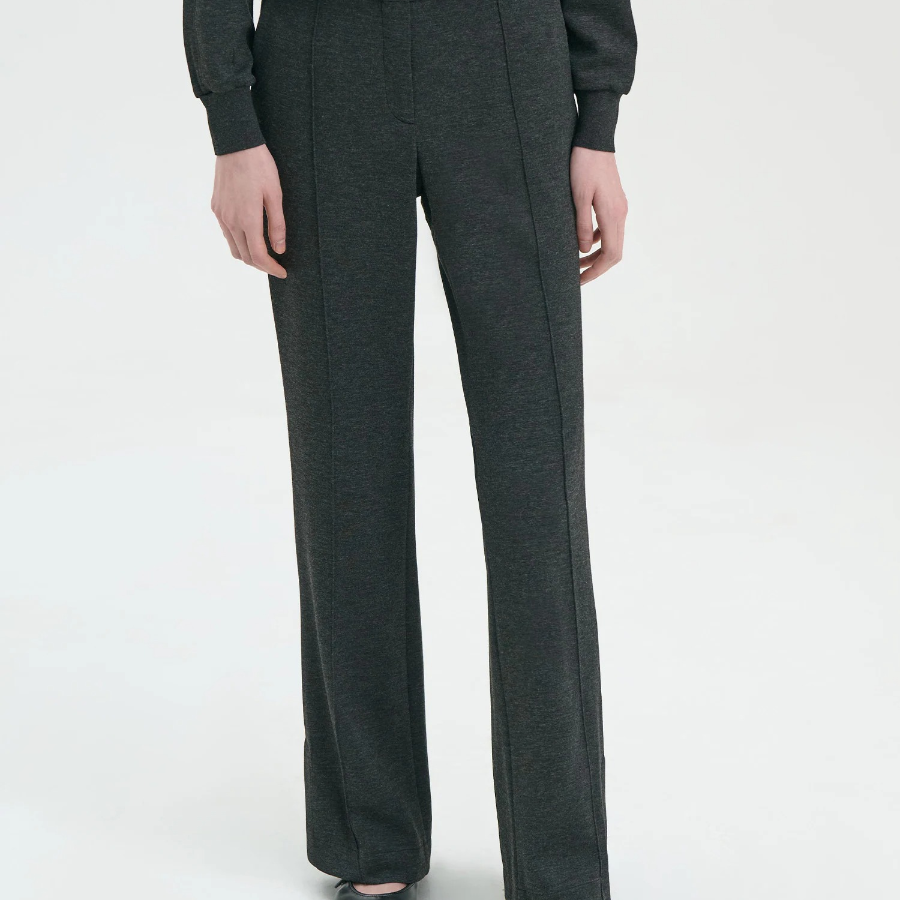 Theory Women Interlock Light Slim Trouser - Charcoal Melange