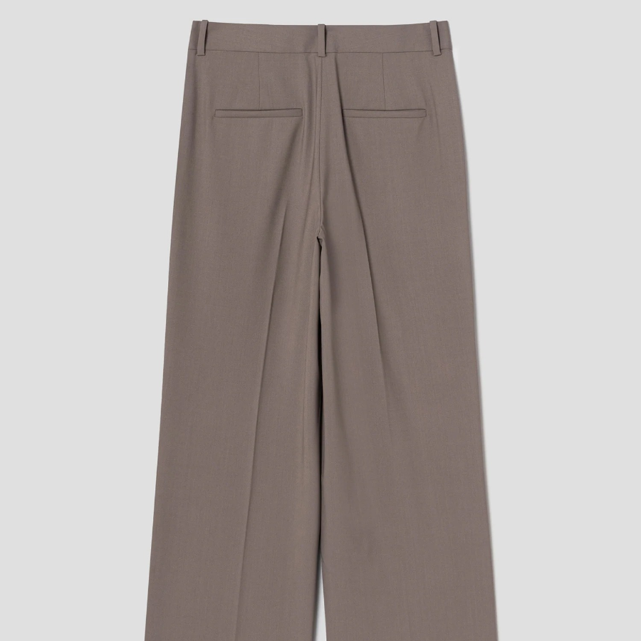 Theory Women Traceable Wool Wide Straight Trouser - Charcoal Melange