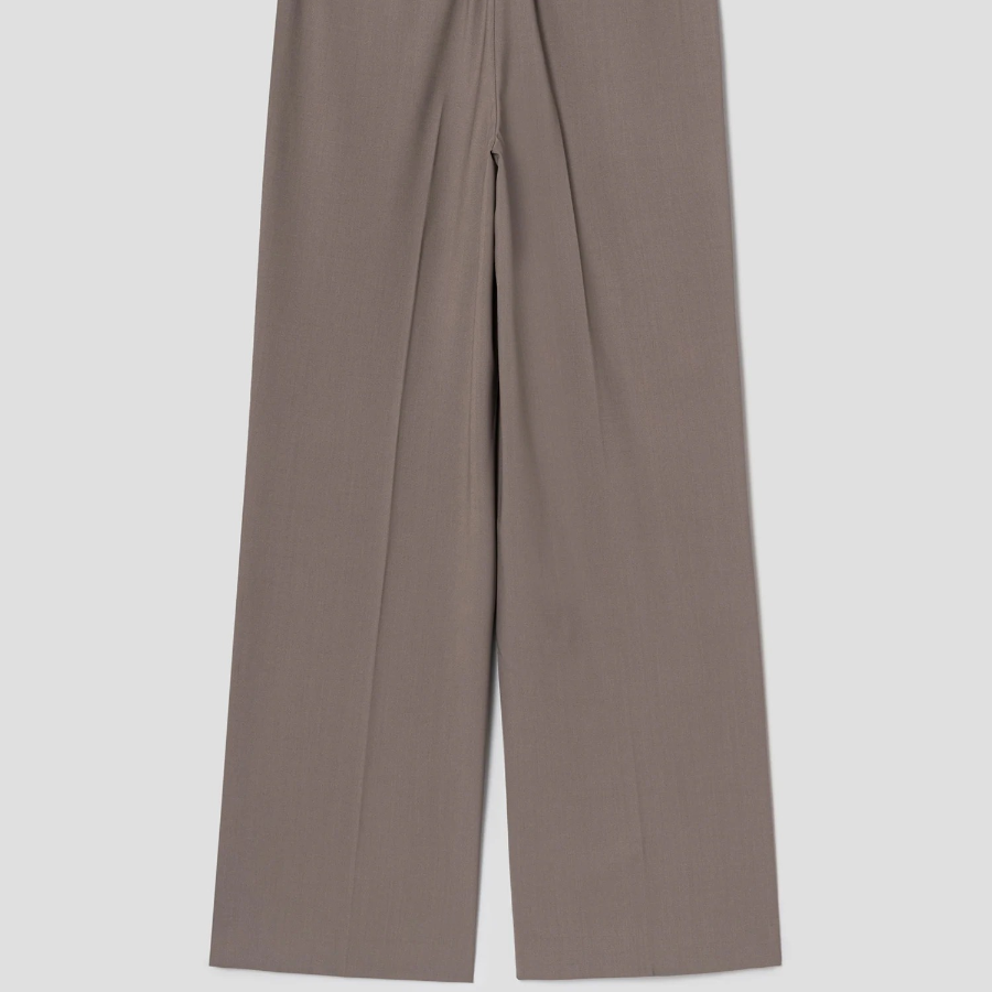 Theory Women Traceable Wool Wide Straight Trouser - Charcoal Melange