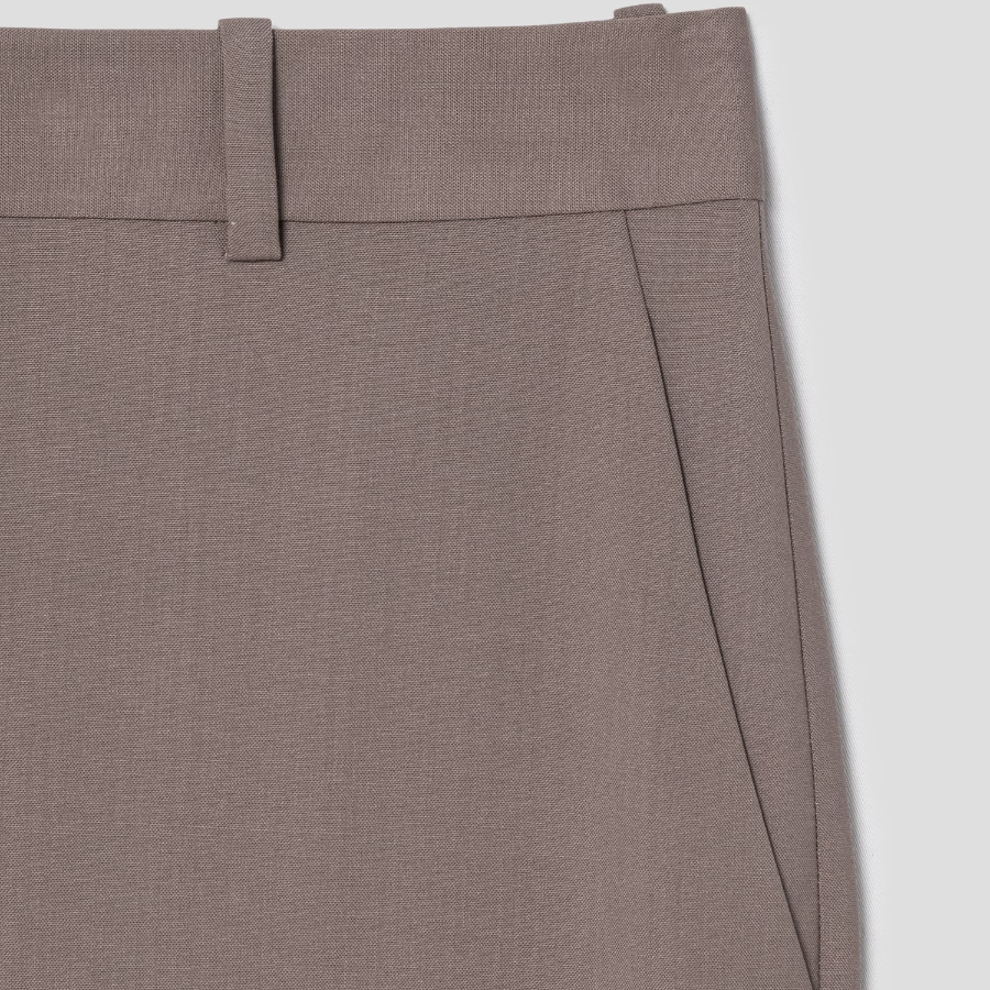 Theory Women Traceable Wool Wide Straight Trouser - Charcoal Melange