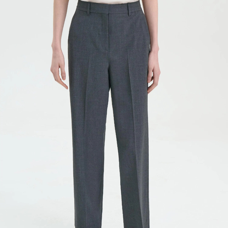 Theory Women Traceable Wool High Waist Pants - Charcoal Melange