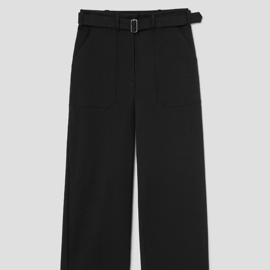 Theory Women Neoteric Twill Utility Wide Pant - Black