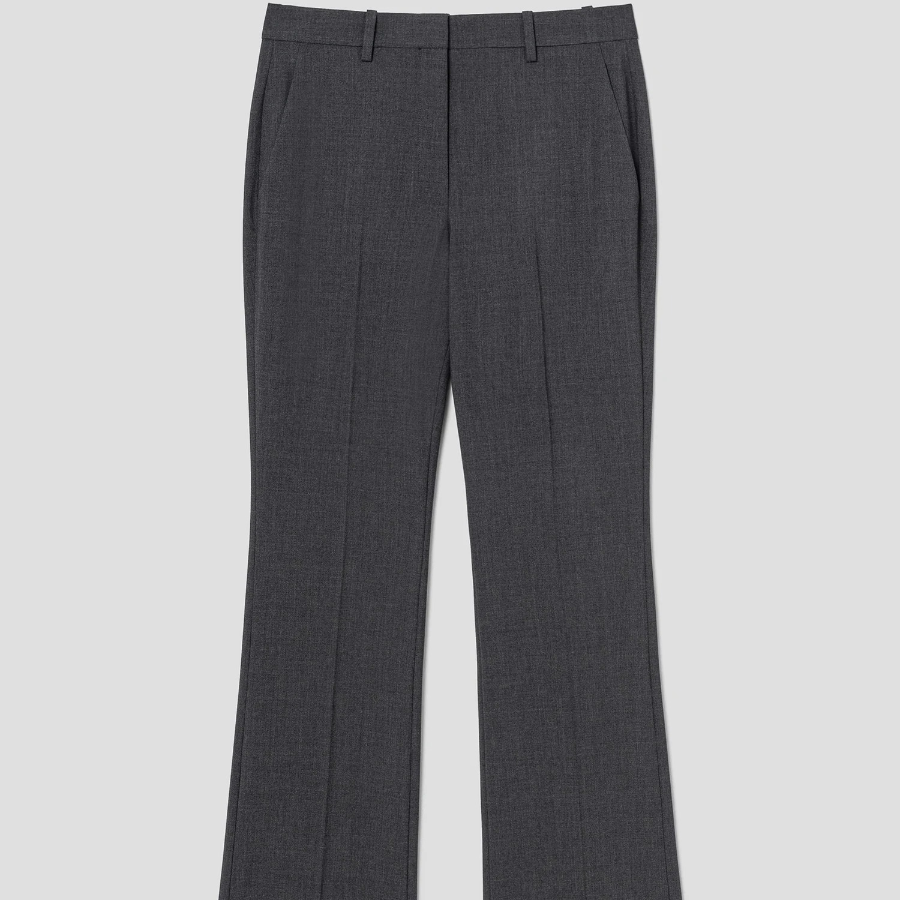 Theory Women Traceable Wool Slim Full Length Trouser - Charcoal Melange