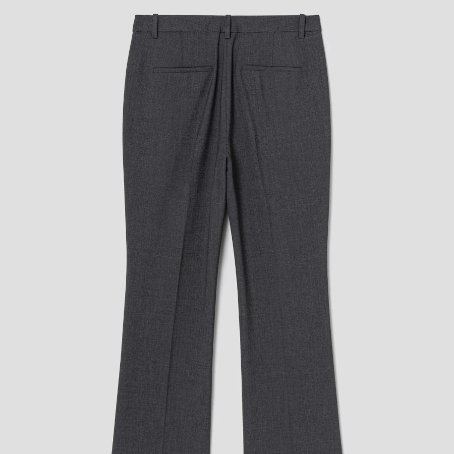 Theory Women Traceable Wool Slim Full Length Trouser - Charcoal Melange