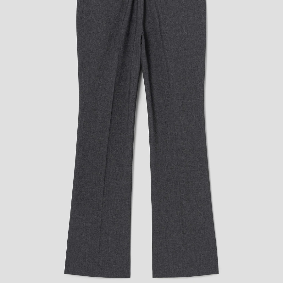 Theory Women Traceable Wool Slim Full Length Trouser - Charcoal Melange