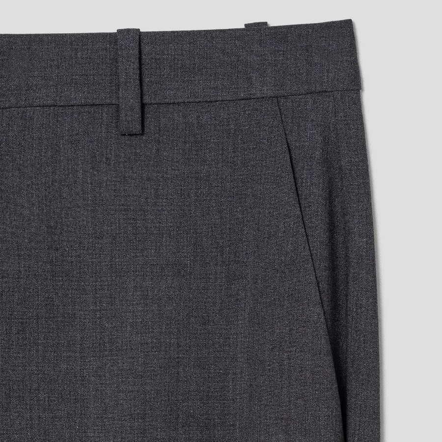 Theory Women Traceable Wool Slim Full Length Trouser - Charcoal Melange