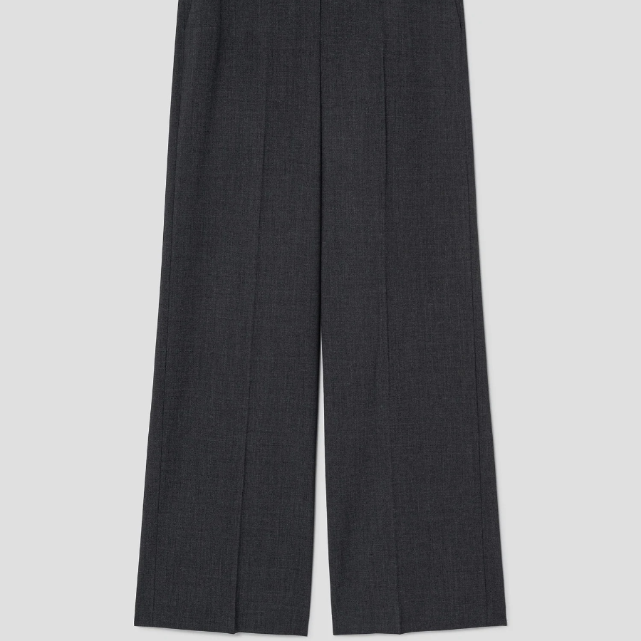 Theory Women Traceable Wool Wide Straight Trouser - Ash