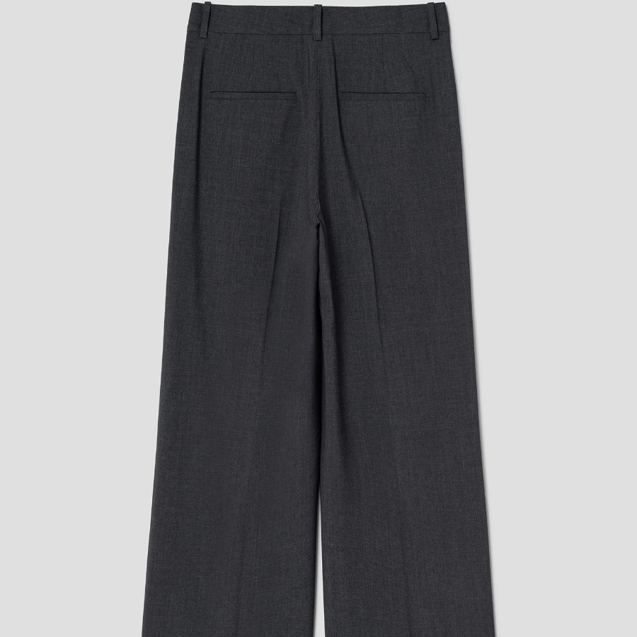 Theory Women Traceable Wool Wide Straight Trouser - Ash