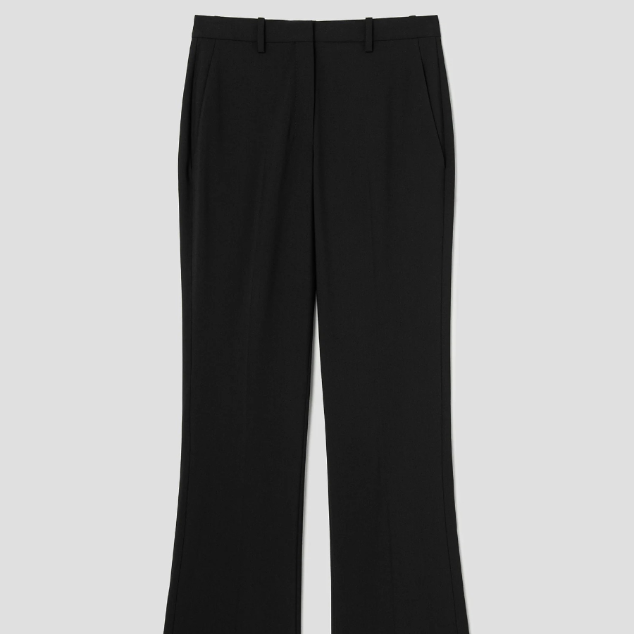 Theory Women Good Wool Slim Full Length Trouser - Black