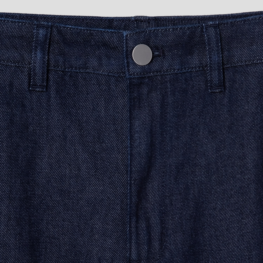 Theory Women Drape Denim Wide Straight Trouser - Indigo