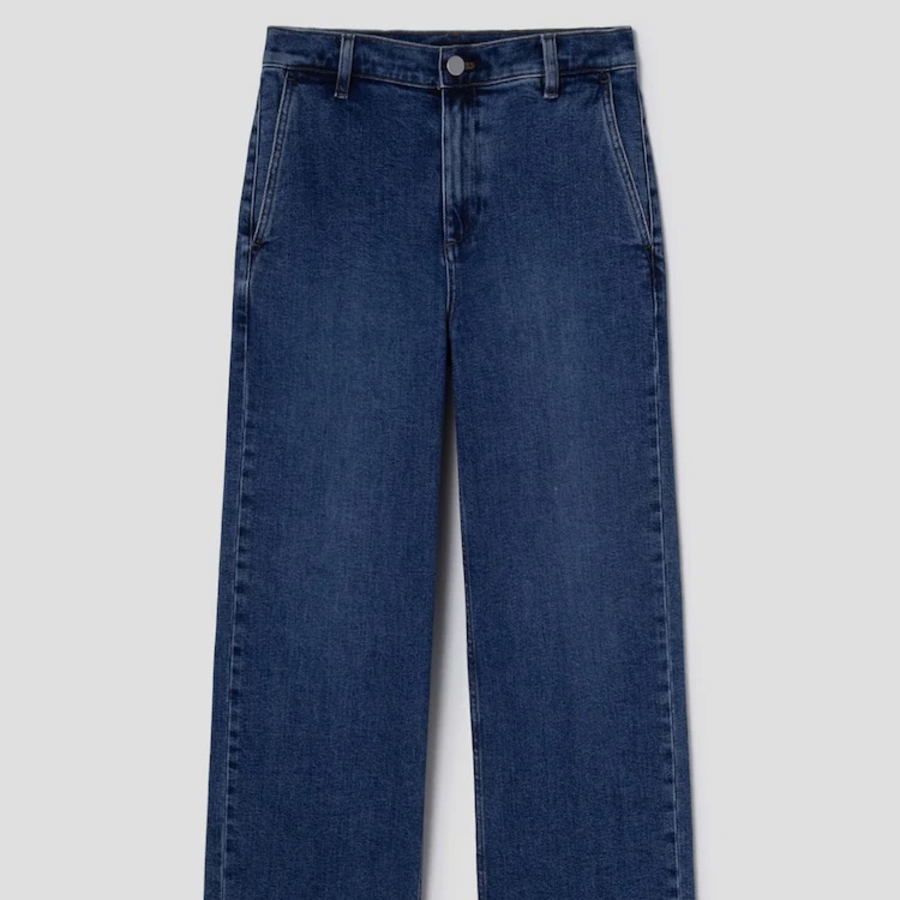 Theory Women New Stretch Wide Leg Denim Pants - Deep Blue