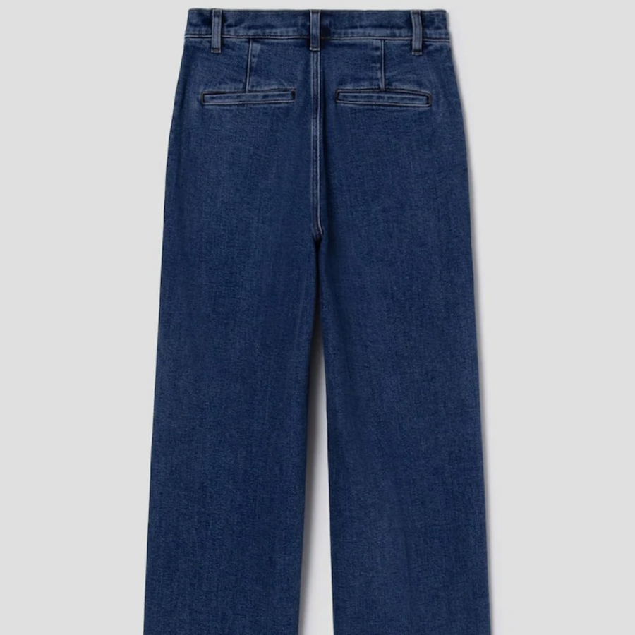 Theory Women New Stretch Wide Leg Denim Pants - Deep Blue