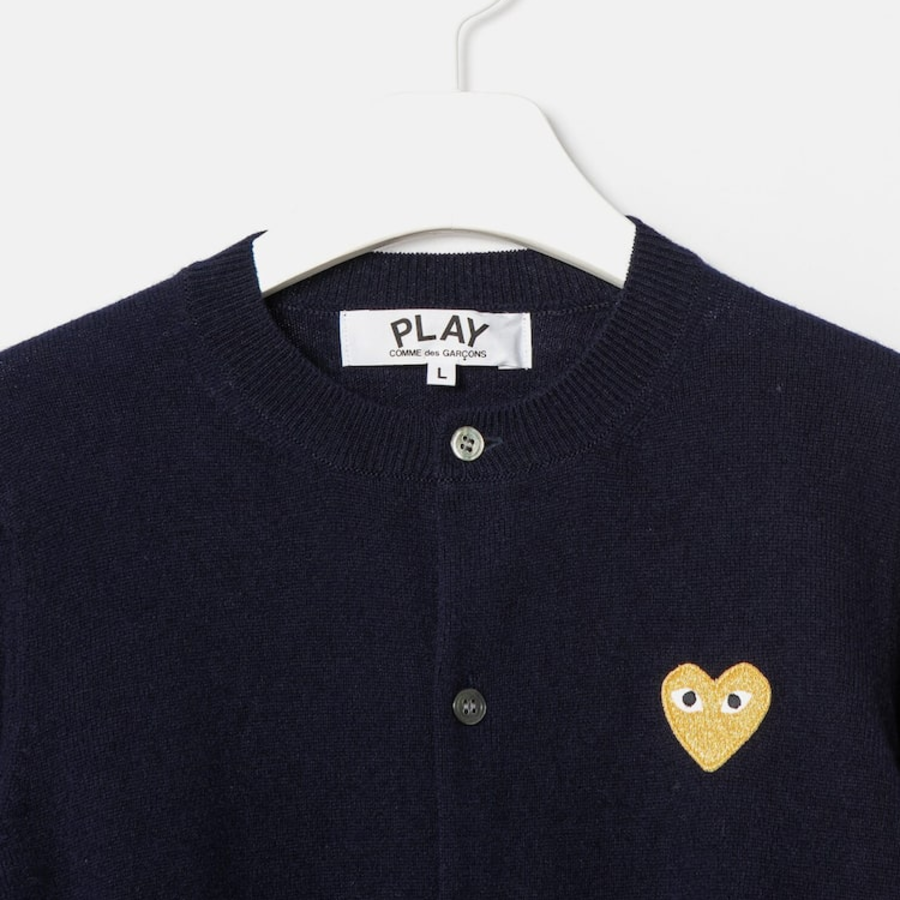 PLAY COMME DES GARÇONS (Women) Gold Heart Wappen Cardigan – Navy