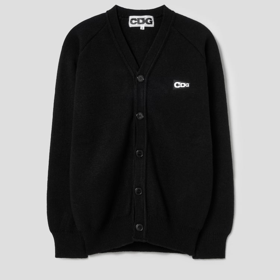 CDGCDGCDG Logo Patch Rib Stitch Cardigan – Black