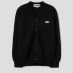 CDGCDGCDG Logo Patch Rib Stitch Cardigan – Black
