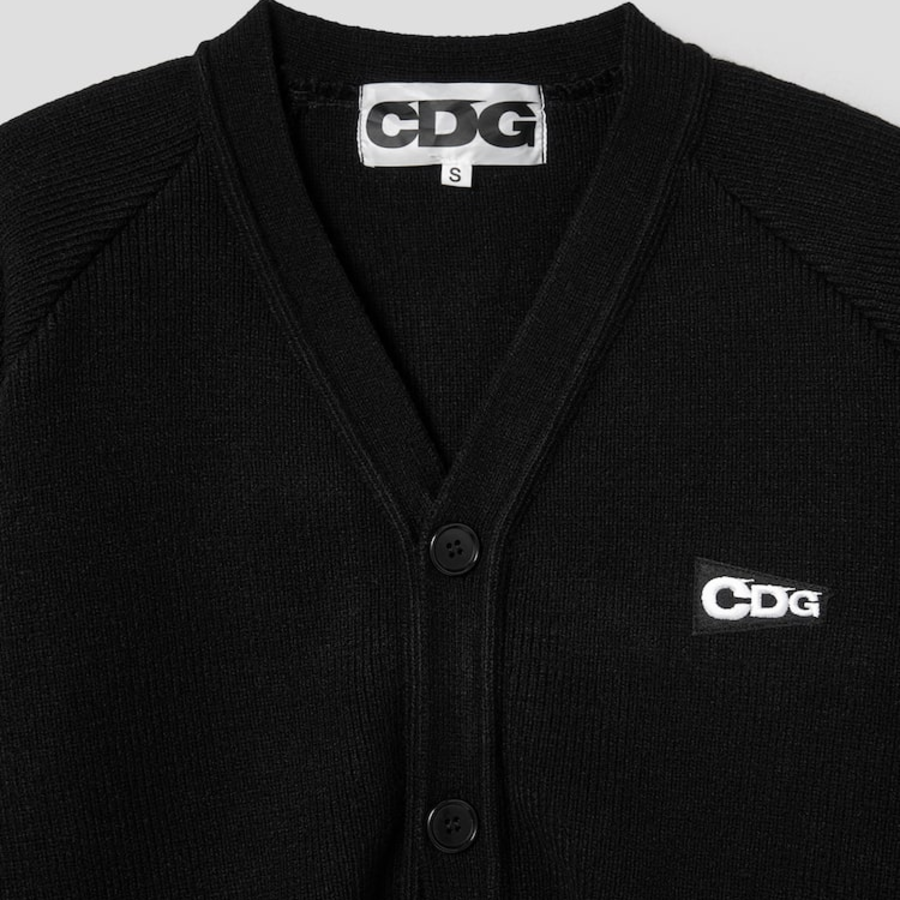 CDGCDGCDG Logo Patch Rib Stitch Cardigan – Black