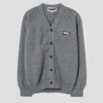 CDGCDGCDG Logo Patch Rib Stitch Cardigan – Grey